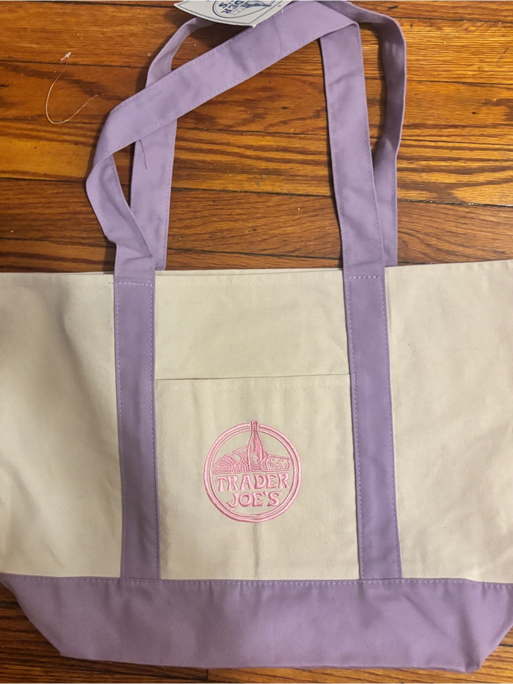 Trader Joe's Lavender & Cream Canvas Tote